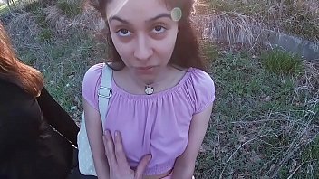 Having fun with two stranger teens that come back from school POV PUBLIC SEX!